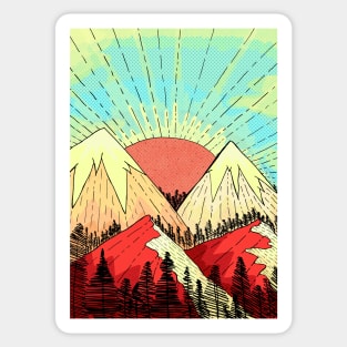 Retro mountain hills Sticker